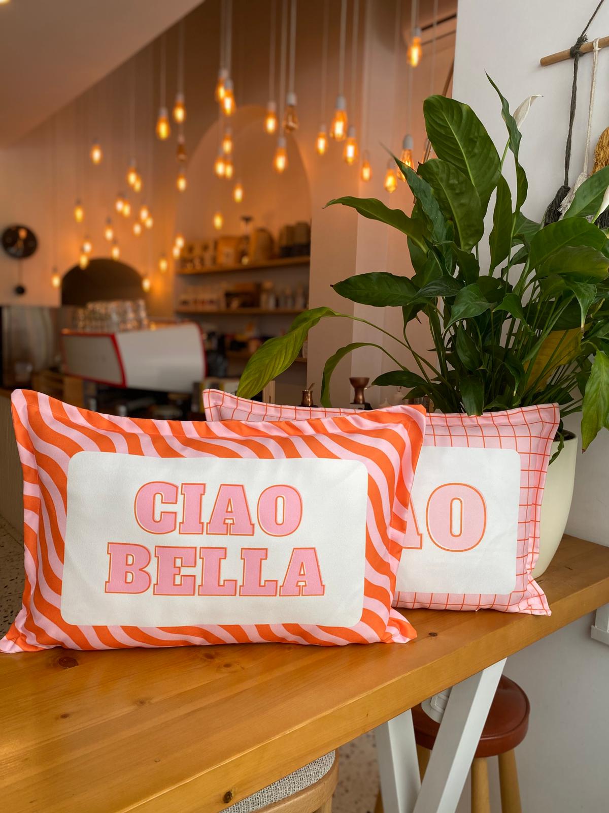 Ciao - Ciao Bella Yazılı 2li Kırlent Kılıfı Seti - 30x50 cm