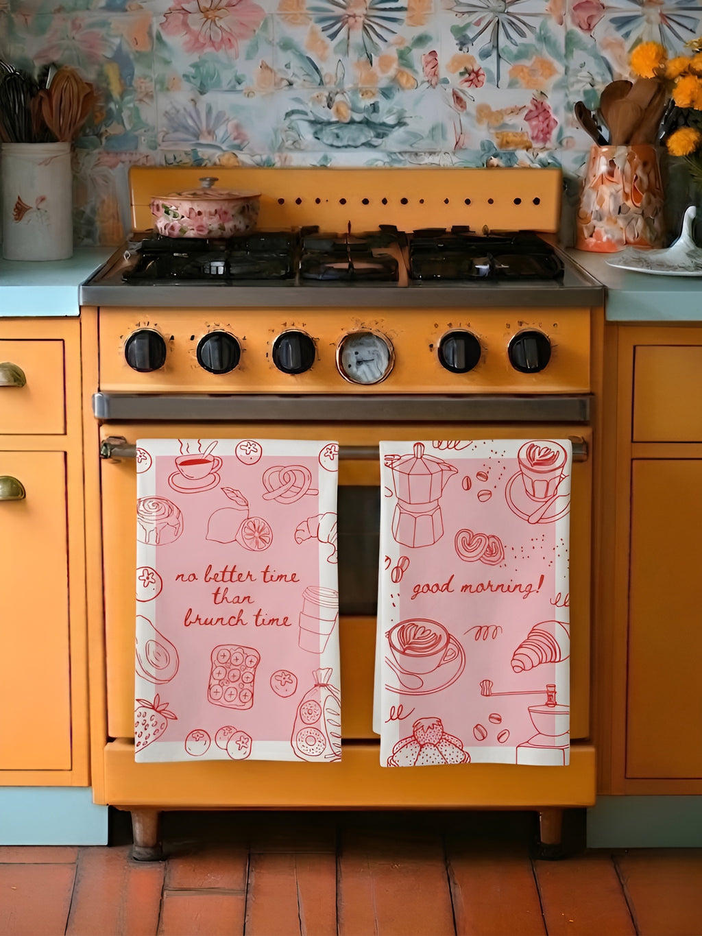 Pembe Beyaz 2li Mutfak Havlusu Seti - 30x50 cm
