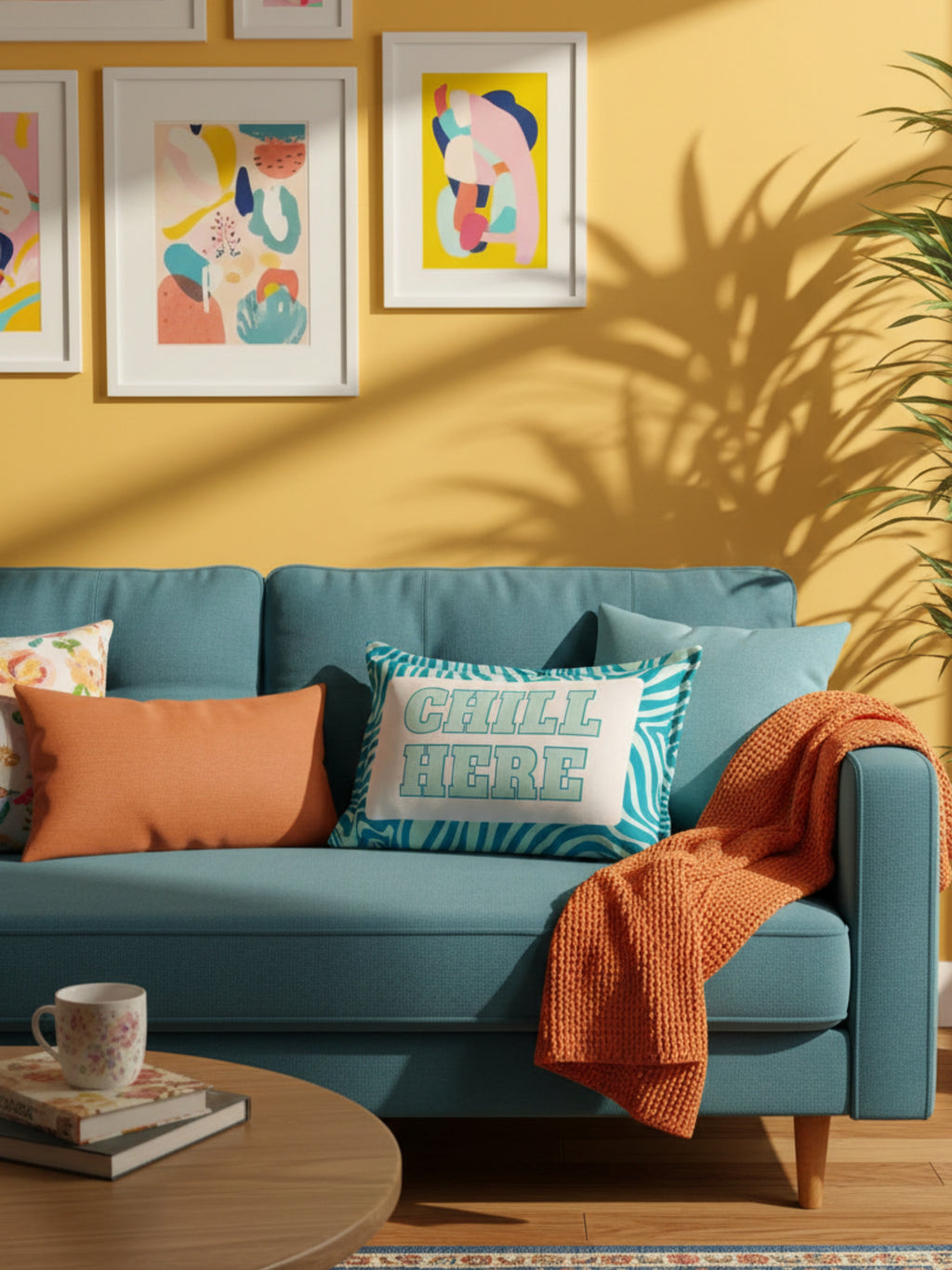 Chill Here Yazılı Çift Taraflı Süet Su Yeşili Kırlent Kılıfı - 30x50 cm