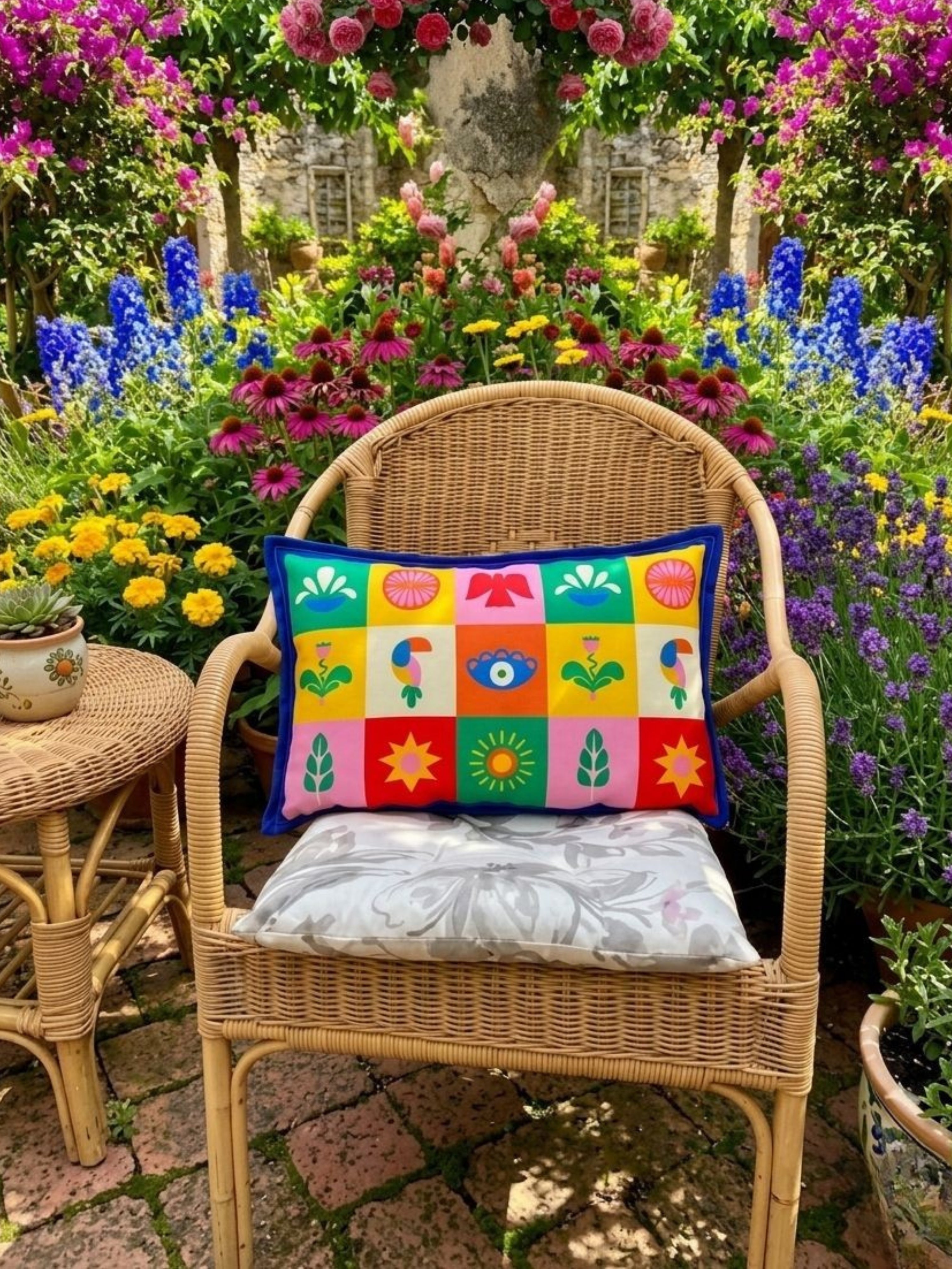 Renkli Çift Taraflı Baskı Dekoratif Dikdörtgen Kırlent Kılıfı - 30x50 cm