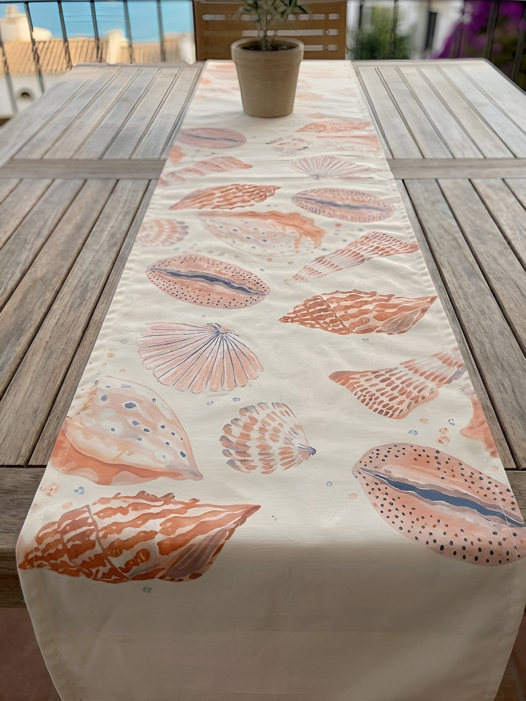 Deniz Kabuğu Desenli Dekoratif Yazlık Runner - 45x145 cm