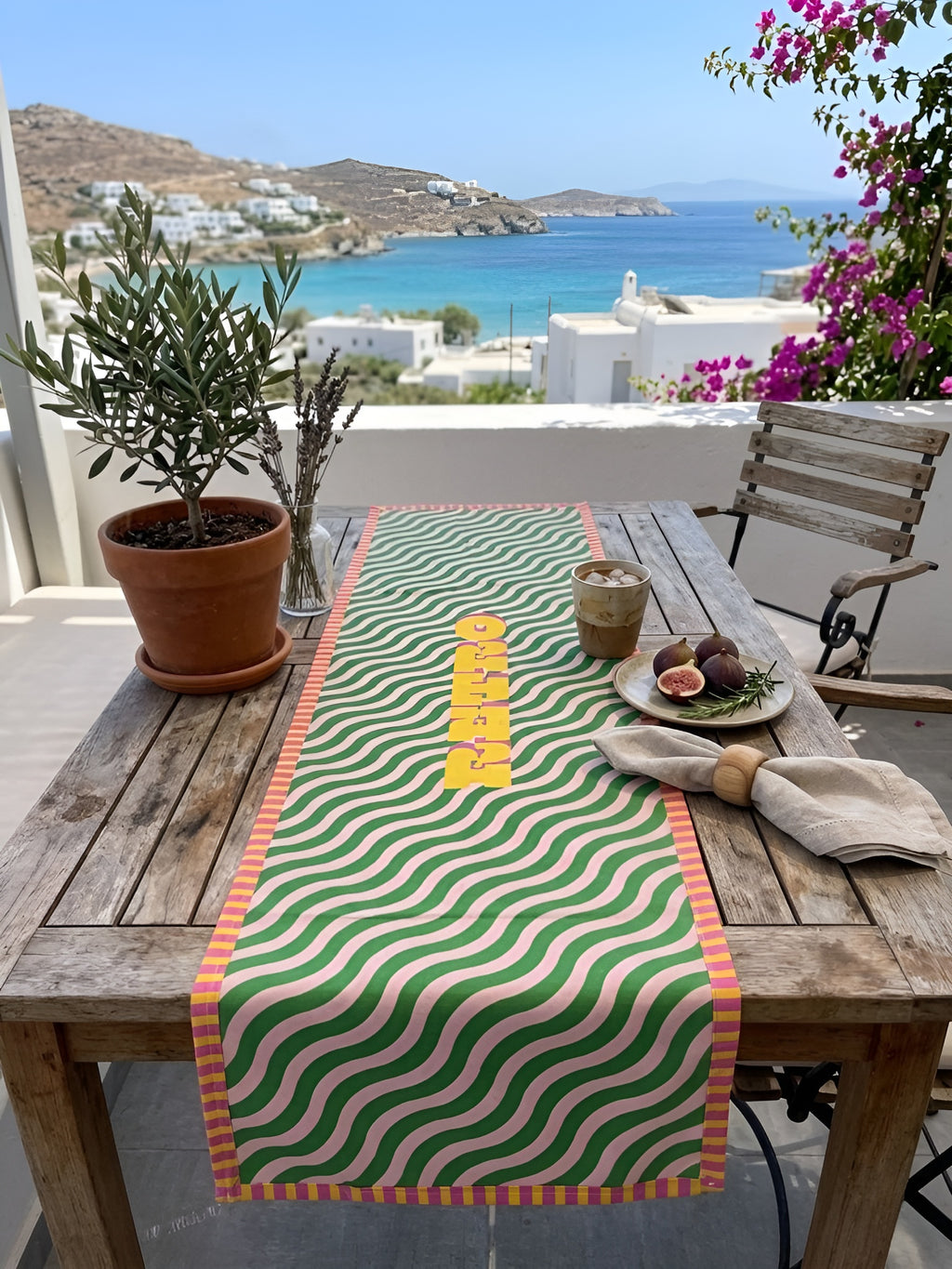 Retro Yazılı Dekoratif Runner - 45x145 cm