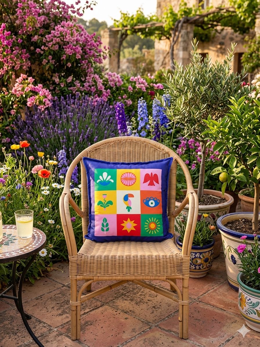 Renkli Çift Taraflı Baskı Dekoratif Süet Kırlent Kılıfı - 43x43 cm