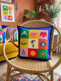 Renkli Çift Taraflı Baskı Dekoratif Süet Kırlent Kılıfı - 43x43 cm