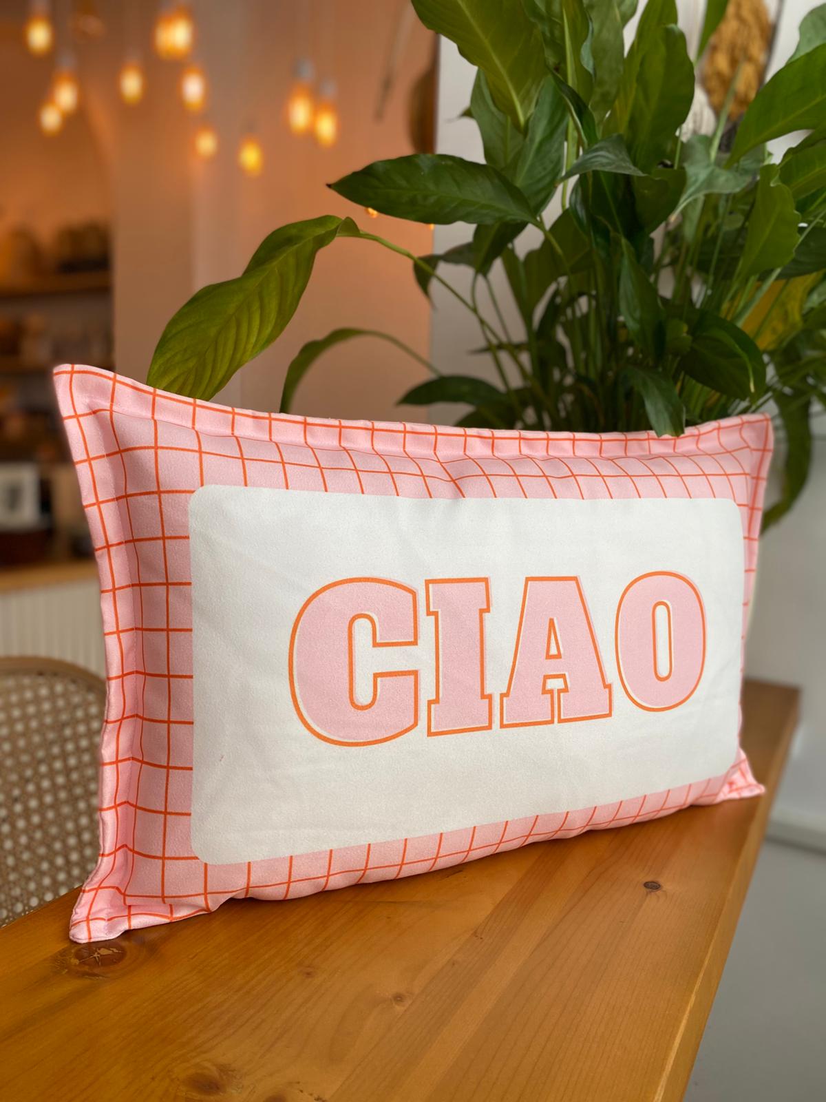 Ciao Yazılı Süet Kırlent Kılıfı - 30x50 cm