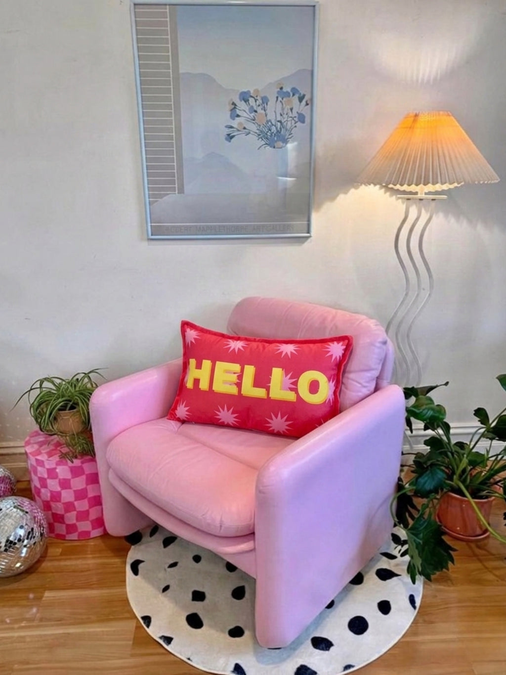 Hello Yazılı Çift Taraflı Süet Fuşya Kırlent Kılıfı - 30x50 cm
