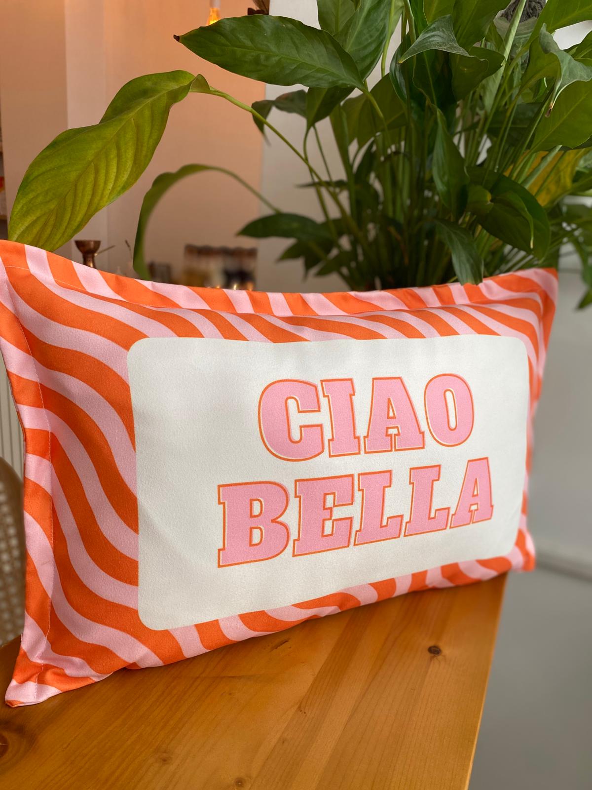 Ciao Bella Yazılı Süet Kırlent Kılıfı - 30x50 cm