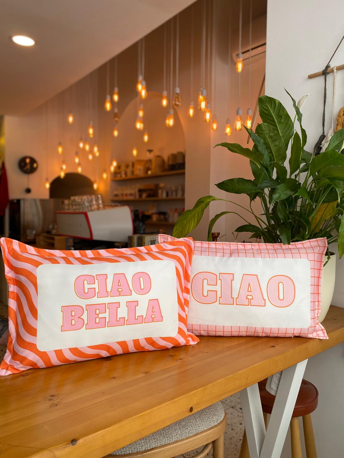 Ciao - Ciao Bella Yazılı 2li Kırlent Kılıfı Seti - 30x50 cm