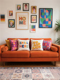 Chill Here - No Bad Days Yazılı Punch İşlemeli 2li Kırlent Kılıfı Seti - 43x43 cm