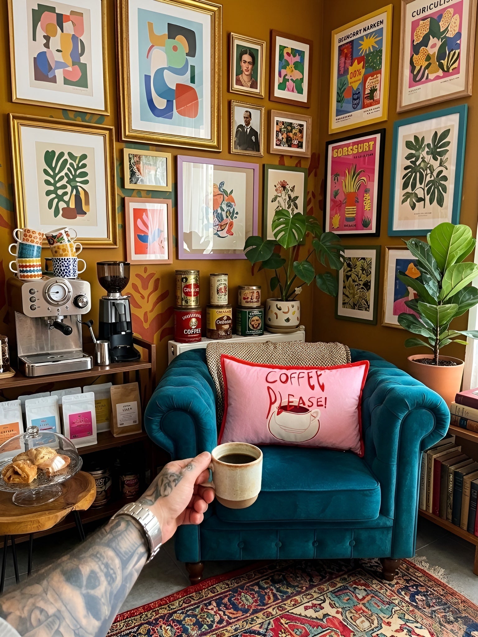 Coffee Please Yazılı Süet Kırlent Kılıfı - 30x50 cm
