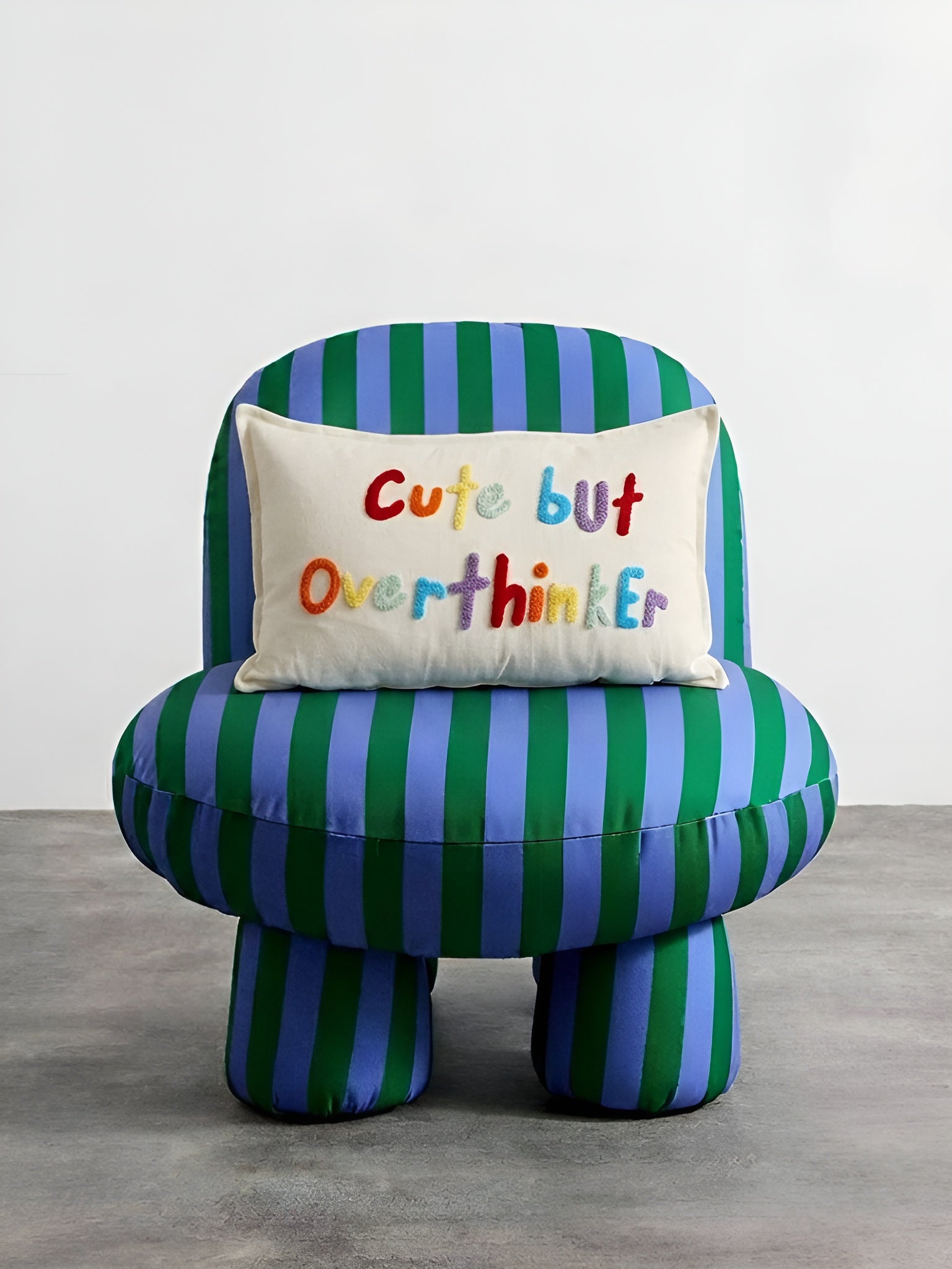 Cute but Overthinker Renkli Punch İşlemeli Kırlent Kılıfı -30x50 cm