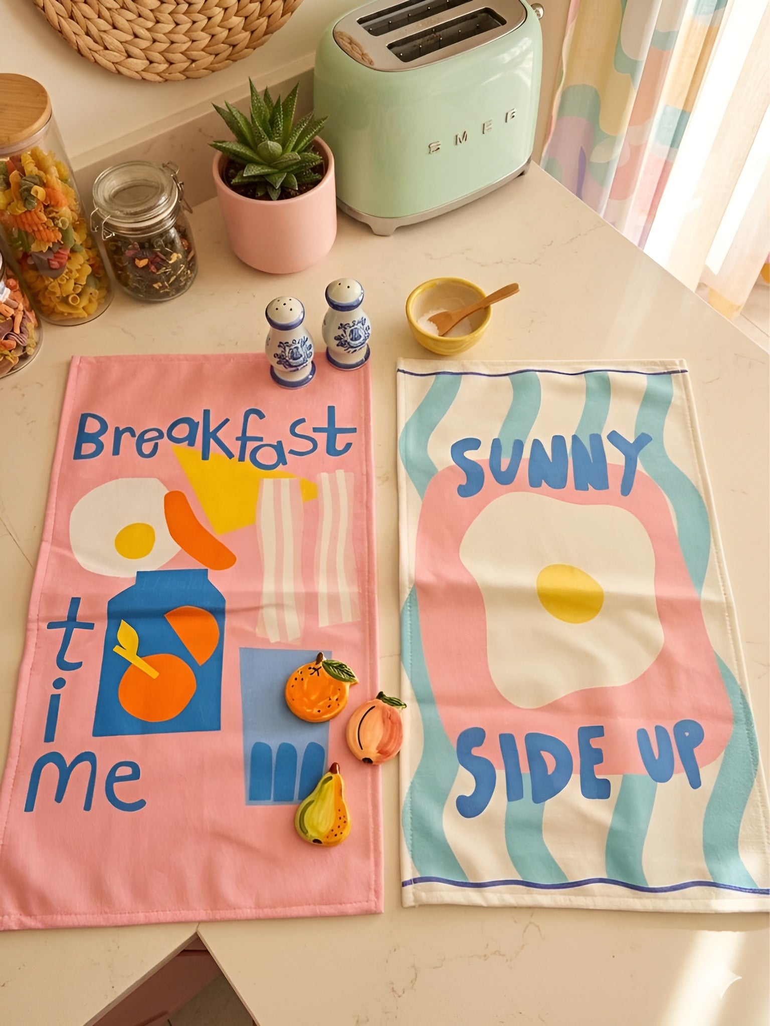 SUNNY SIDE UP 2li Renkli Mutfak Havlusu Seti - 30x50cm