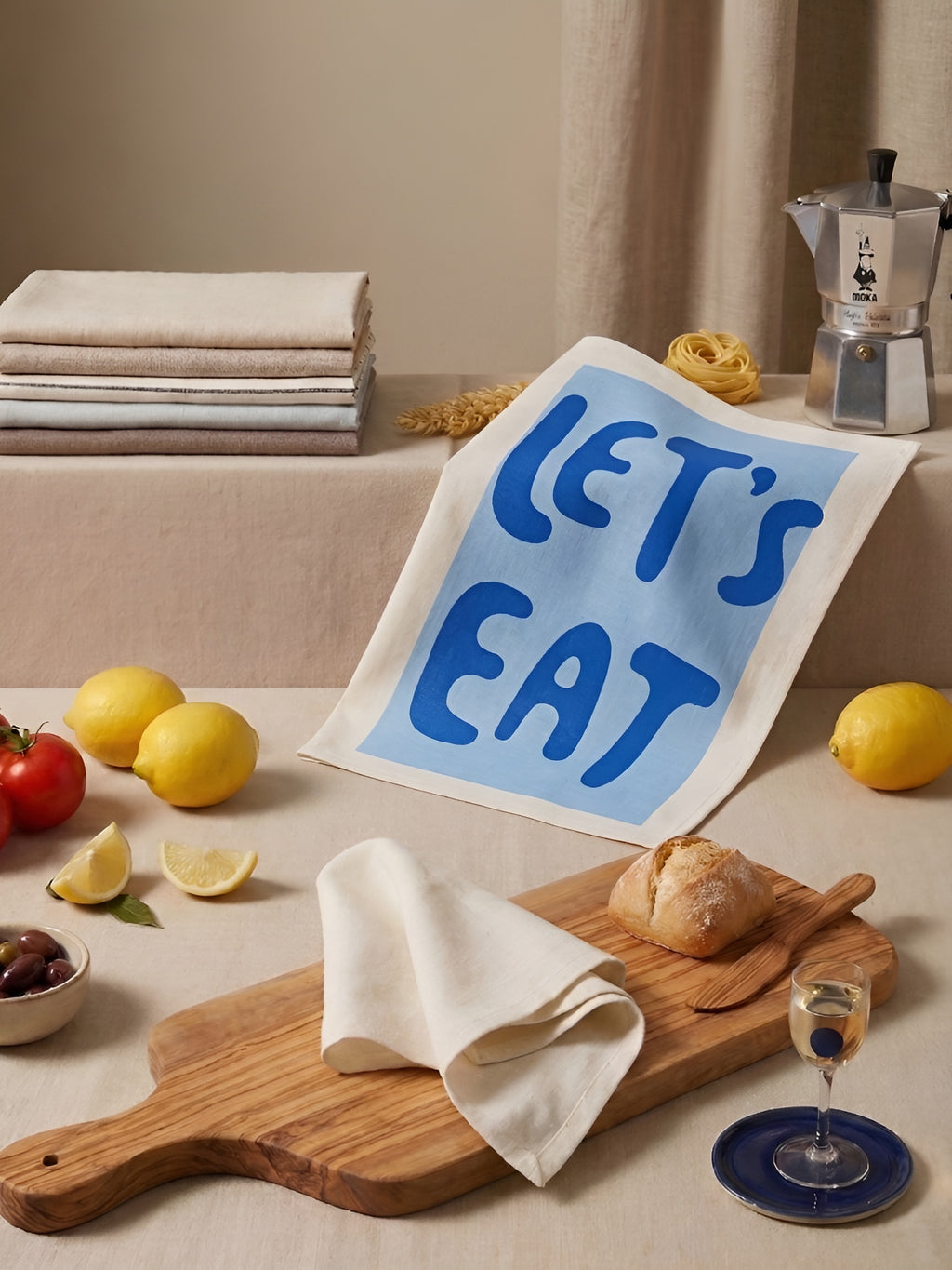 Lets Eat Yazılı Dekoratif 2li Mutfak Havlusu - 30x50 cm