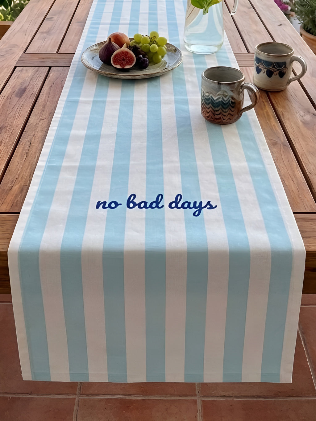 No bad days Yazılı Çizgili Dekoratif Runner - 45x145 cm