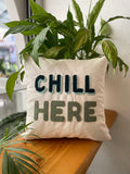 Yeşil Chill Here Punch İşlemeli Kırlent Kılıfı - 43x43 cm